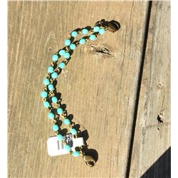 LENNY AND  EVA TURQUOISE BEADED LINK BRACELET