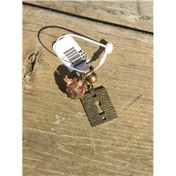 LENNY AND  EVA BRASS KEY HOLE/PINK  BEAD CHARM/PENDANT