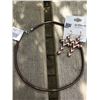 Image 1 : BROWN LEATHER ROPE NECKLACE/ GOLD AND BROWN CHEVRON  EARRINGS*EARRINGS ARE SCRATCHED UP A BIT BUT ST