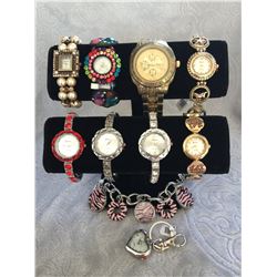 GROUP OF 10 NEW WATCHES-STRAP/CUFF STYLES *need new watch batteries