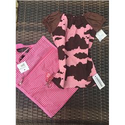 PINK AND CHOCOLATE COW PRINT GIRLS DRESS/SIZE 18-24 MONTHS/COWGIRL FINESSE TOTE BAG**18-24 M SIZE SH