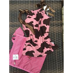PINK AND CHOCOLATE COW PRINT GIRLS SUNDRESS/SIZE 5 TODDLER/COWGIRL FINESSE TOTE BAG