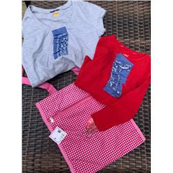 RED GIRLS LONG SLEEVE SHIRT SIZE 2T/GREY GIRLS TSHIRT SIZE 5/COWGIRL FINESSE TOTE BAG!!
