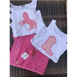 2 WIHITE  TANK TOPS /SIZE 6, SIZE 8/COWGIRL FINESSE TOTE BAG