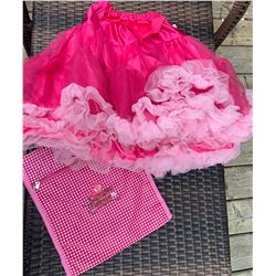 GIRLS PINK TUTU SKIRT WITH PINK RUFFLE SIZE 7/COWGIRL FINESSE TOTE BAG!!