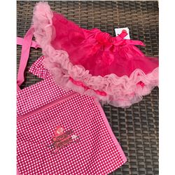 GIRLS PINK TUTU SKIRT WITH PINK RUFFLE SIZE3-6 MOS/COWGIRL FINESSE TOTE BAG!!