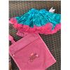 Image 1 : GIRLS TEAL TUTU SKIRT WITH PINK RUFFLE SIZE 3-6 MONTHS/COWGIRL FINESSE TOTE BAG!!