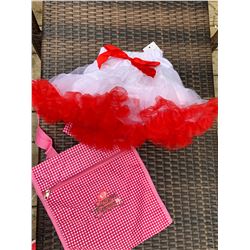 GIRLS WHITE TUTU SKIRT WITH RED RUFFLE SIZE 3T/COWGIRL FINESSE TOTE BAG!!