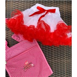 GIRLS WHITE TUTU SKIRT WITH RED RUFFLE SIZE 3T/COWGIRL FINESSE TOTE BAG!!