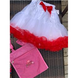 GIRLS WHITE TUTU SKIRT WITH RED RUFFLE SIZE 6/COWGIRL FINESSE TOTE BAG!!