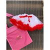 Image 1 : GIRLS WHITE TUTU SKIRT WITH RED RUFFLE SIZE 3-6 MONTS/COWGIRL FINESSE TOTE BAG!!