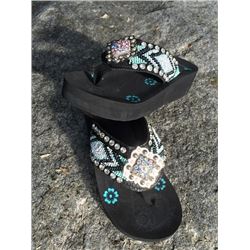 MONTANA WEST MINT BEADED FLIP FLOPS/SIZE 10