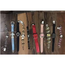 GROUP OF 10 NEW WATCHES-STRAP STYLE *need new watch batteries