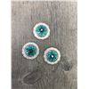 Image 1 : 3 TEAL/BLACK SWAROVSKI CRYSTALS/SMALL SILVER  1" ROUND CONCHO**COMES WITH CHICAGO SCREWS