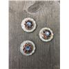 Image 1 : 3 AMBER/LIGHT BLUE SWAROVSKI CRYSTALS/SMALL  1" SILVER ROUND CONCHO**COMES WITH CHICAGO SCREWS