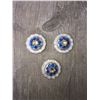 Image 1 : 3 ROYAL BLUE/AMER SWAROVSKI CRYSTALS/SMALL  1" SILVER ROUND CONCHO**COMES WITH CHICAGO SCREWS