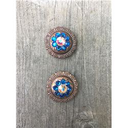 2 COPPER ROYAL/IRREDESCENT SWAROVSKI CRYSTALS/SMALL  1" ROUND CONCHO**COMES WITH CHICAGO SCREWS