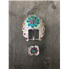Image 1 : 1TEAL/ IRREDESCENT SWAROVSKI CRYSTALS/SILVER BUCKLE 2 1/2 "L X 1 3/4"W FITS 3/4" STRAP**COMES WITH C