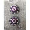 Image 1 : 2 PURPLE/ IRREDESCENT SWAROVSKI CRYSTALS/MED  1 1/2" ANTIQUE SILVER ROUND CONCHO**COMES WITH CHICAGO