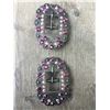 Image 1 : 2  PURPLE/ IRREDESCENT  SWAROVSKI CRYSTALS/ANTIQUE SILVER BUCKLE 2"X3" FITS 3/4" STRAP**COMES WITH C
