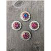 Image 1 : 3  PURPLE/PURPLE IRREDESCENT 1 BLUE IRREDESCENT SWAROVSKI CRYSTALS/SMALL  1" SILVER ROUND CONCHO**CO