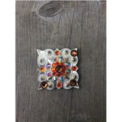 1 ORANGE/ IRREDESCENT SWAROVSKI CRYSTALS/ 1 3/4"SQUARE CONCHOS**COMES WITH CHICAGO SCREWS