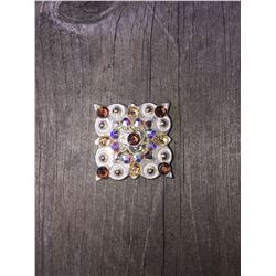 1 AMBER/ IRREDESCENT SWAROVSKI CRYSTALS/3/4" SILVER SQUARE CONCHOS**COMES WITH CHICAGO SCREWS