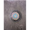 Image 1 : 1 TURQUOISE/IRREDESCENT SWAROVSKI CRYSTALS/SMALL  1 1/2" ANTIQUE ANTIQUE SILVER FLAT  ROUND CONCHO**