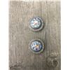 Image 1 : 2 LIGHT BLUE/IRREDESCENT SWAROVSKI CRYSTALS/SMALL  1" ANTIQUE SILVER ROUND CONCHO**COMES WITH CHICAG