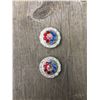 Image 1 : 2 RED/ BLUE/IRREDESCENT SWAROVSKI CRYSTALS/SMALL  1" ANTIQUE SILVER ROUND CONCHO**COMES WITH CHICAGO