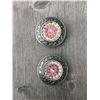 Image 1 : 2 PINK /IRREDESCENT SWAROVSKI CRYSTALS/SMALL  1 1/2" ANTIQUE ANTIQUE SILVER FLAT  ROUND CONCHO**COME