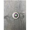 Image 1 : 1 PURPLE/LIME GREEN SWAROVSKI CRYSTALS/SMALL  1" ANTIQUE SILVER ROUND CONCHO**COMES WITH CHICAGO SCR
