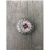Image 1 : 1 PURPLE/IRREDESCENT SWAROVSKI CRYSTALS/SMALL 1" ANTIQUE ANTIQUE SILVER FLAT  ROUND CONCHO**COMES WI