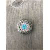 Image 1 : 1 TURQUOISE/IRREDESCENT SWAROVSKI CRYSTALS/SMALL 1" ANTIQUE ANTIQUE SILVER FLAT  ROUND CONCHO**COMES