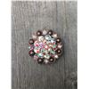 Image 1 : 1 IRREDESCENT SWAROVSKI CRYSTALS/SMALL  1 1/2" COPPER ROUND CONCHO**COMES WITH CHICAGO SCREWS
