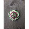 Image 1 : 1 PINK/LIME GREEN SWAROVSKI CRYSTALS/ LARGE 2" SILVER ROUND CONCHO**COMES WITH CHICAGO SCREWS
