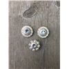 Image 1 : 3 LIGHT BLUE SWAROVSKI CRYSTALS/SMALL  3/4" SILVER ROUND CONCHO**COMES WITH CHICAGO SCREWS