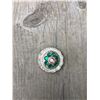 Image 1 : 1 EMERALD GREEN/IRREDESCENT SWAROVSKI CRYSTALS/SMALL  1" SILVER ROUND CONCHO**COMES WITH CHICAGO SCR