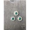 Image 1 : 3 EMERALD GREEN SWAROVSKI CRYSTALS/SMALL  3/4" SILVER ROUND CONCHO**COMES WITH CHICAGO SCREWS