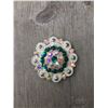Image 1 : 1 EMERALD GREEN/IRREDESCENT SWAROVSKI CRYSTALS/ LARGE 2" SILVER ROUND CONCHO**COMES WITH CHICAGO SCR