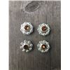 Image 1 : 4 AMBER SWAROVSKI CRYSTALS/SMALL  3/4" SILVER ROUND CONCHO**COMES WITH CHICAGO SCREWS