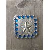 Image 1 : 1 ROYAL SWAROVSKI CRYSTALS/ LARGE 2 1/4" ANTIQUE SILVER SQUARE CONCHO**COMES WITH CHICAGO SCREWS