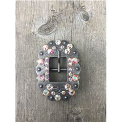 1 IRREDESCENT SWAROVSKI CRYSTALS/ANTIQUE SILVER BUCKLE 2"X3" FITS 3/4" STRAP