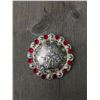 Image 1 : 1 RED SWAROVSKI CRYSTALS/ LARGE 2 1/4" SILVER ROUND  CONCHO**COMES WITH CHICAGO SCREWS