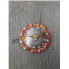 Image 1 : 1 ORANGE SWAROVSKI LONGHORN   2 1/4"  ANTIQUE SILVER ROUND CONCHO**COMES WITH CHICAGO SCREWS