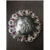 Image 1 : 1 RED/ IRREDESCENT SWAROVSKI CRYSTALS/LARGE CONCHO 4  1/4"SILVER ROUND CONCHO**COMES WITH CHICAGO SC
