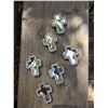 Image 1 : 6 SILVER CROSS CONCHOS/ CLEAR T CRYSTALS / 1 1/4"*CHICAGO SCREWS INCLUDED