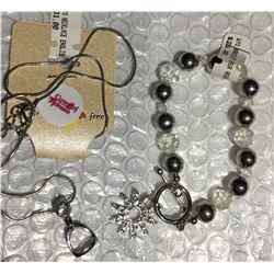 CLEAR STONE ENGLISH STIRRUP  NECKLACE/AMBER STONESPUR ROWEL  BRACELET/NICKEL FREE