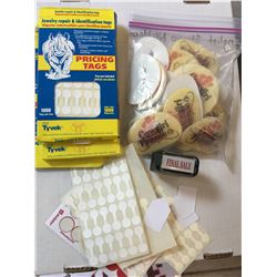 FINAL SALE STAMP!BAG OF MISC PRICE TAGS, LAMINATED SIGN(ERASABLE)/COWGIRL FINESSE TOTE!