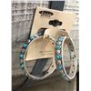 Image 1 : SILVER HOOPS 1 1/2" /TURQUOISE BEAD ACCENTS